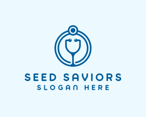 Blue Medical Stethoscope logo design