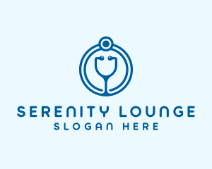 Blue Medical Stethoscope logo design