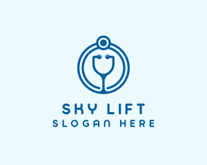 Blue Medical Stethoscope logo design