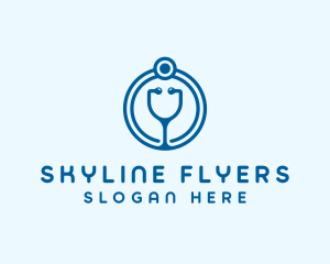 Blue Medical Stethoscope logo design