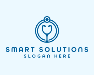 Blue Medical Stethoscope logo design