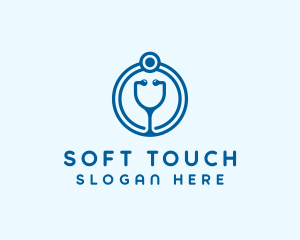 Blue Medical Stethoscope logo design