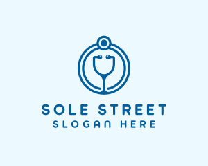 Blue Medical Stethoscope logo design