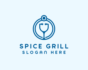 Blue Medical Stethoscope logo design