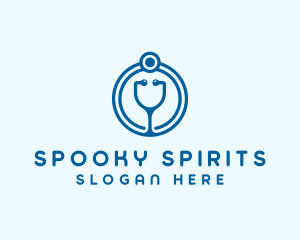 Blue Medical Stethoscope logo design