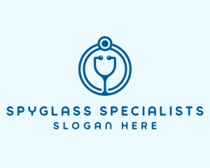 Blue Medical Stethoscope logo design