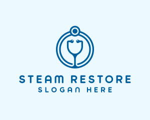 Blue Medical Stethoscope logo design