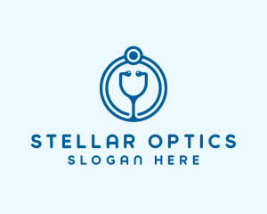 Blue Medical Stethoscope logo design