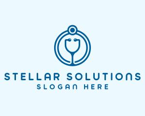 Blue Medical Stethoscope logo design