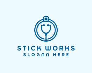 Blue Medical Stethoscope logo design