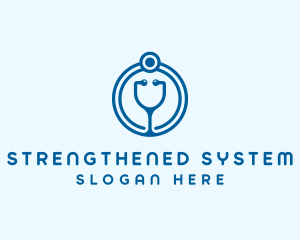 Blue Medical Stethoscope logo design