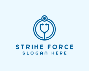 Blue Medical Stethoscope logo design