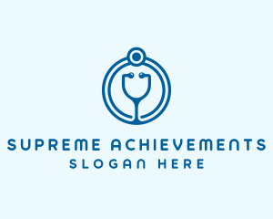 Blue Medical Stethoscope logo design