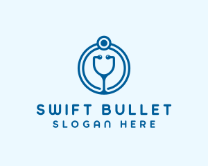 Blue Medical Stethoscope logo design