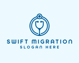 Blue Medical Stethoscope logo design