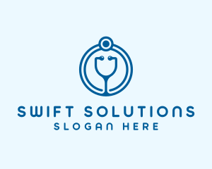 Blue Medical Stethoscope logo design