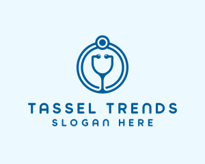 Blue Medical Stethoscope logo design