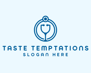 Blue Medical Stethoscope logo design