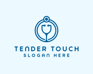 Blue Medical Stethoscope logo design