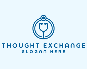 Blue Medical Stethoscope logo design