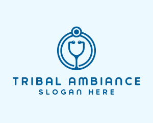 Blue Medical Stethoscope logo design