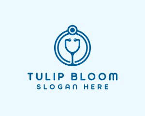 Blue Medical Stethoscope logo design