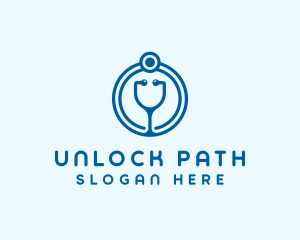 Blue Medical Stethoscope logo design