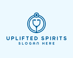 Blue Medical Stethoscope logo design