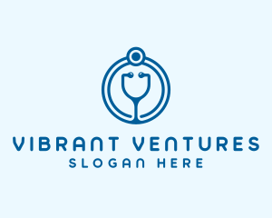 Blue Medical Stethoscope logo design