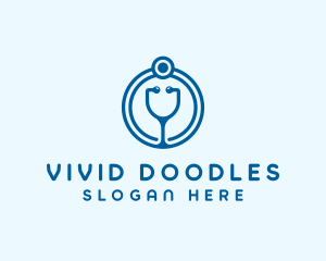 Blue Medical Stethoscope logo design