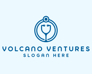 Blue Medical Stethoscope logo design