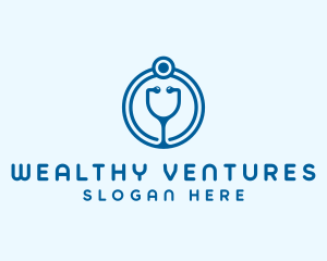 Blue Medical Stethoscope logo design