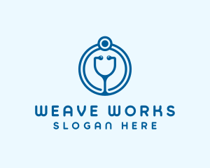 Blue Medical Stethoscope logo design