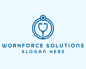 Blue Medical Stethoscope logo design