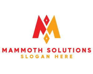 Red Yellow M Diamond logo design