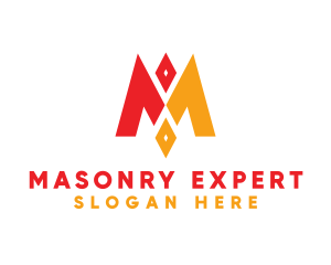 Red Yellow M Diamond logo design