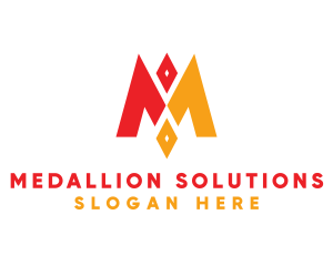 Red Yellow M Diamond logo design