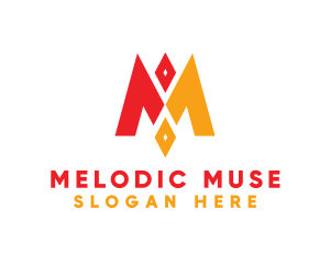 Red Yellow M Diamond logo design