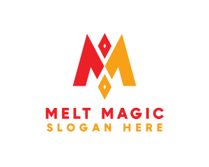 Red Yellow M Diamond logo design