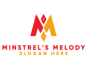 Red Yellow M Diamond logo design