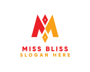 Red Yellow M Diamond logo design