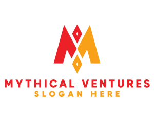 Red Yellow M Diamond logo design