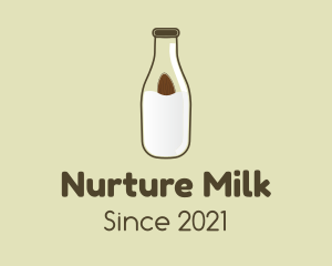 Almond Milk Bottle logo design