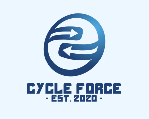 Blue Circle Cycle Arrow Direction logo design