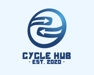 Blue Circle Cycle Arrow Direction logo design