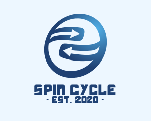 Blue Circle Cycle Arrow Direction logo design