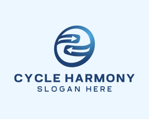 Blue Circle Cycle Arrow Direction logo