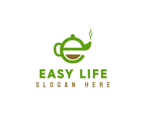 Tea Teapot Letter E logo design