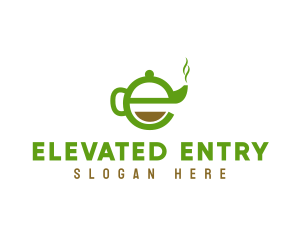 Tea Teapot Letter E logo design