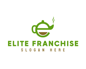 Tea Teapot Letter E logo design